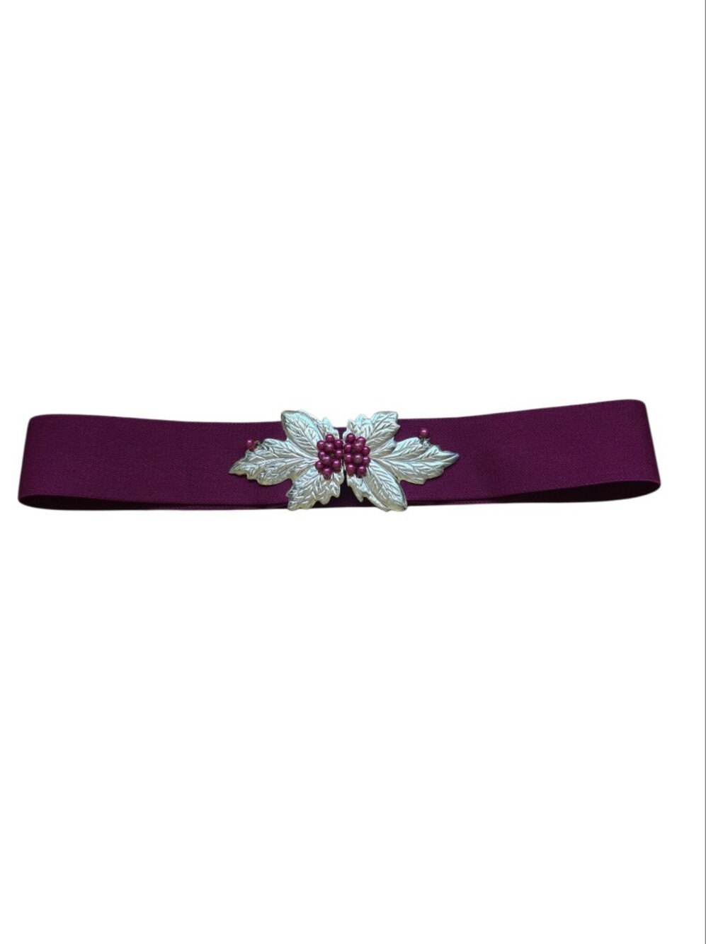 Vintage 80s Burgundy Gold Elastic Belt 2" L
